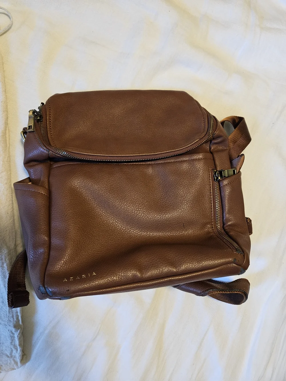 Azaria Women's Brown Leather Baby Bag Backpack